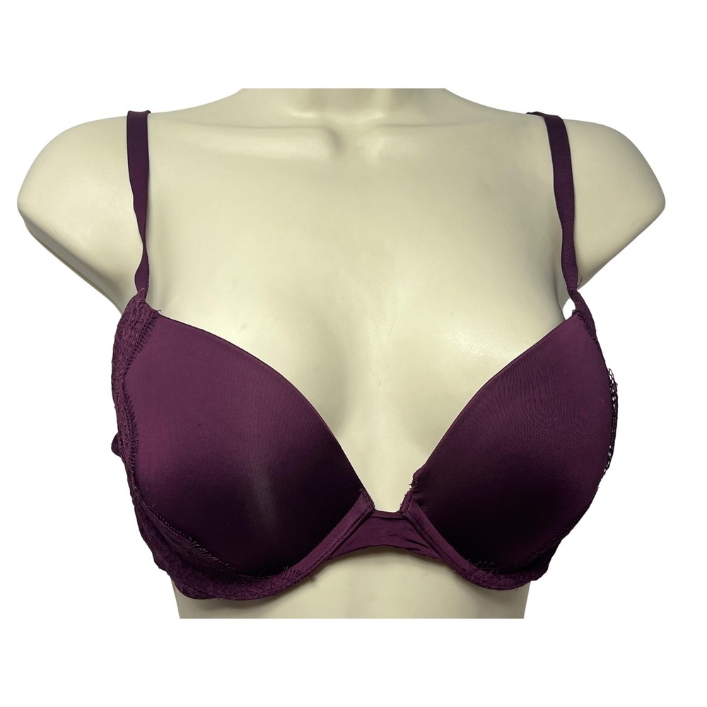 Victoria's Secret Bra Womens 34D Purple Push Up T Shirt Underwire‎ Padded Lace